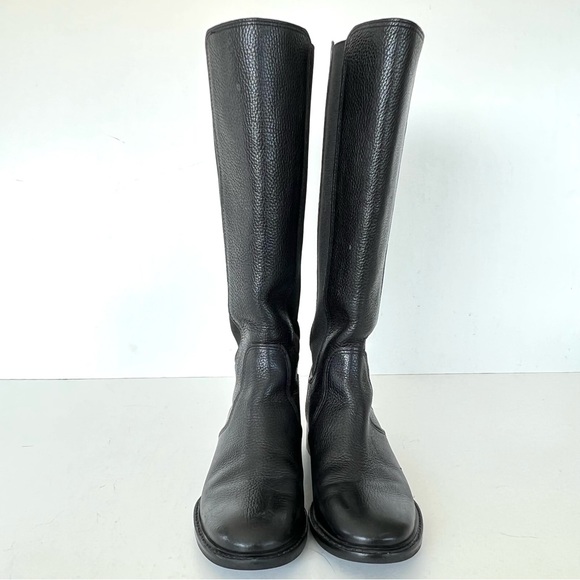 ♦️SOLD♦️TORY BURCH Christy Black Pebbled Leather Stretch Knee High Riding Boots - Picture 6 of 12